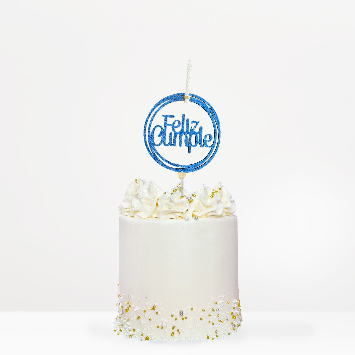 Cake Topper Happy Birthday Brush Candle