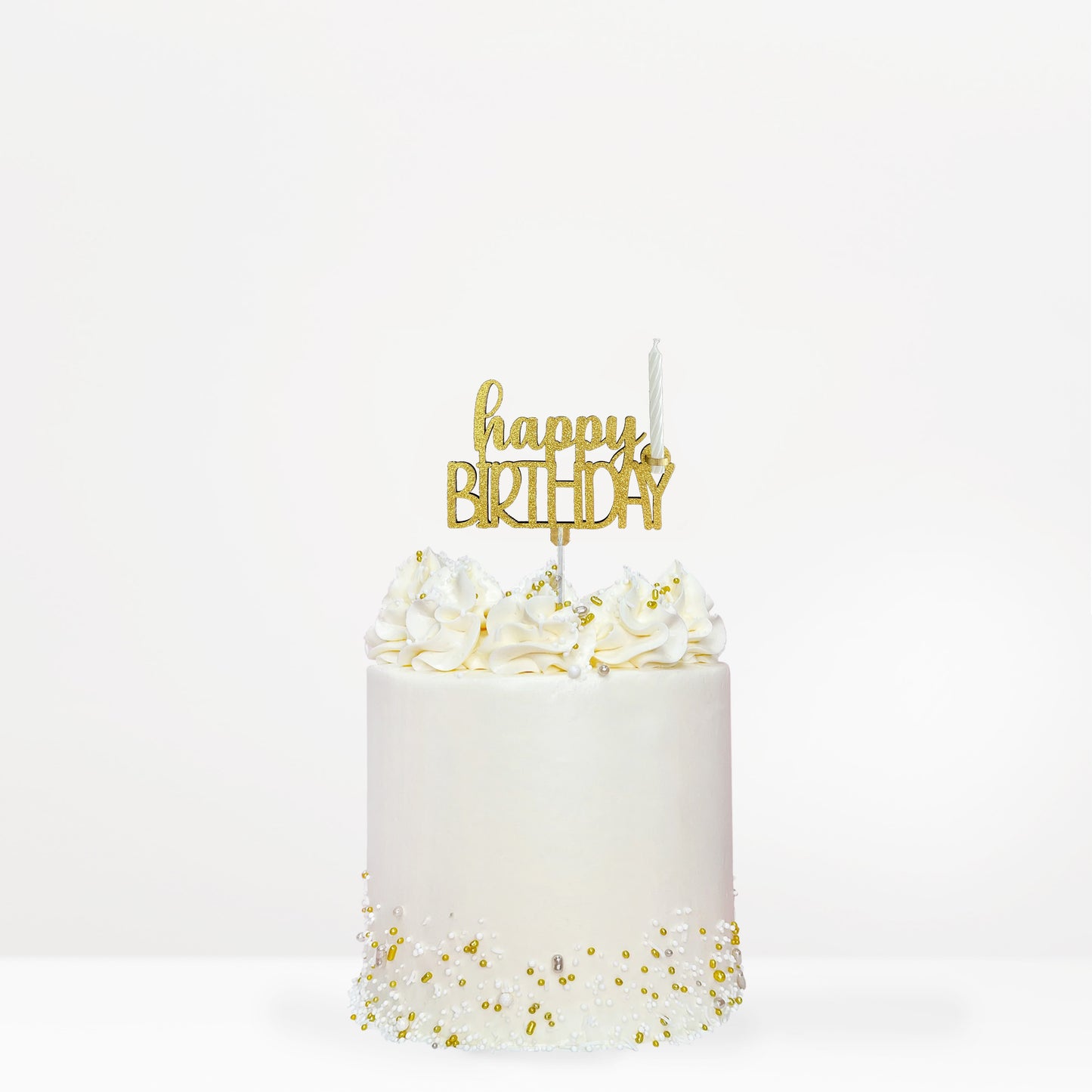 Cake Topper Happy Birthday Brush Candle