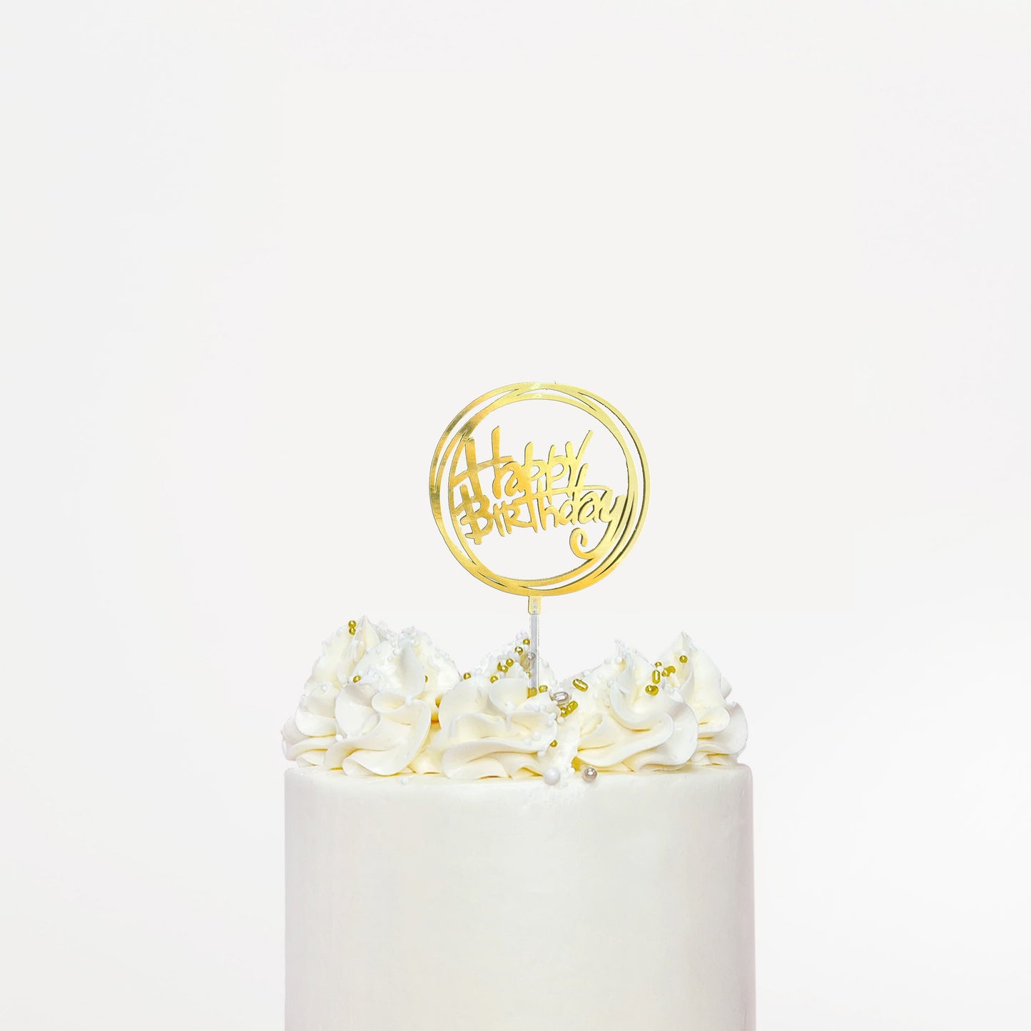 Cake Topper Happy Birthday Aros Espejo