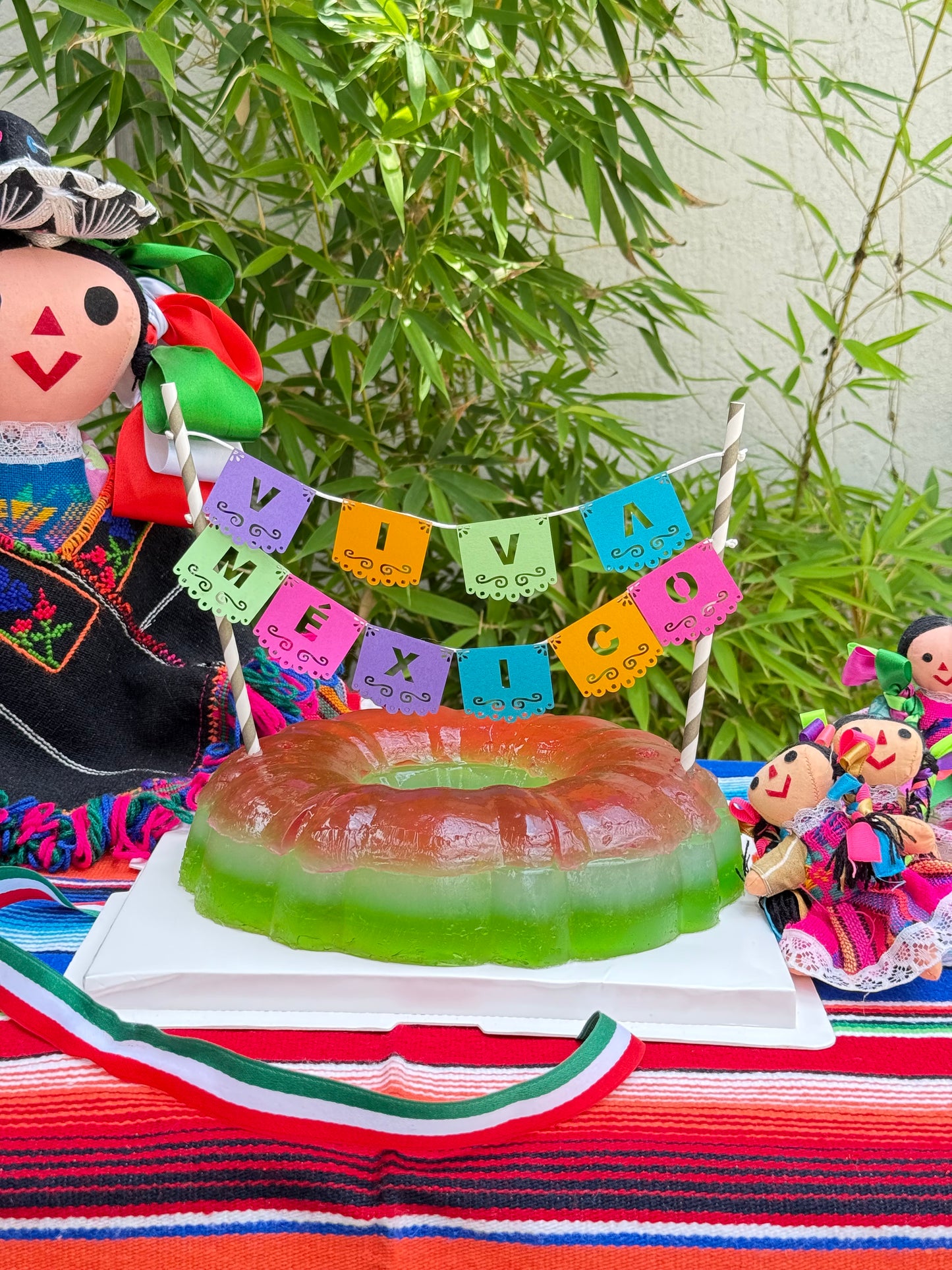 Cake topper Banderines Viva México