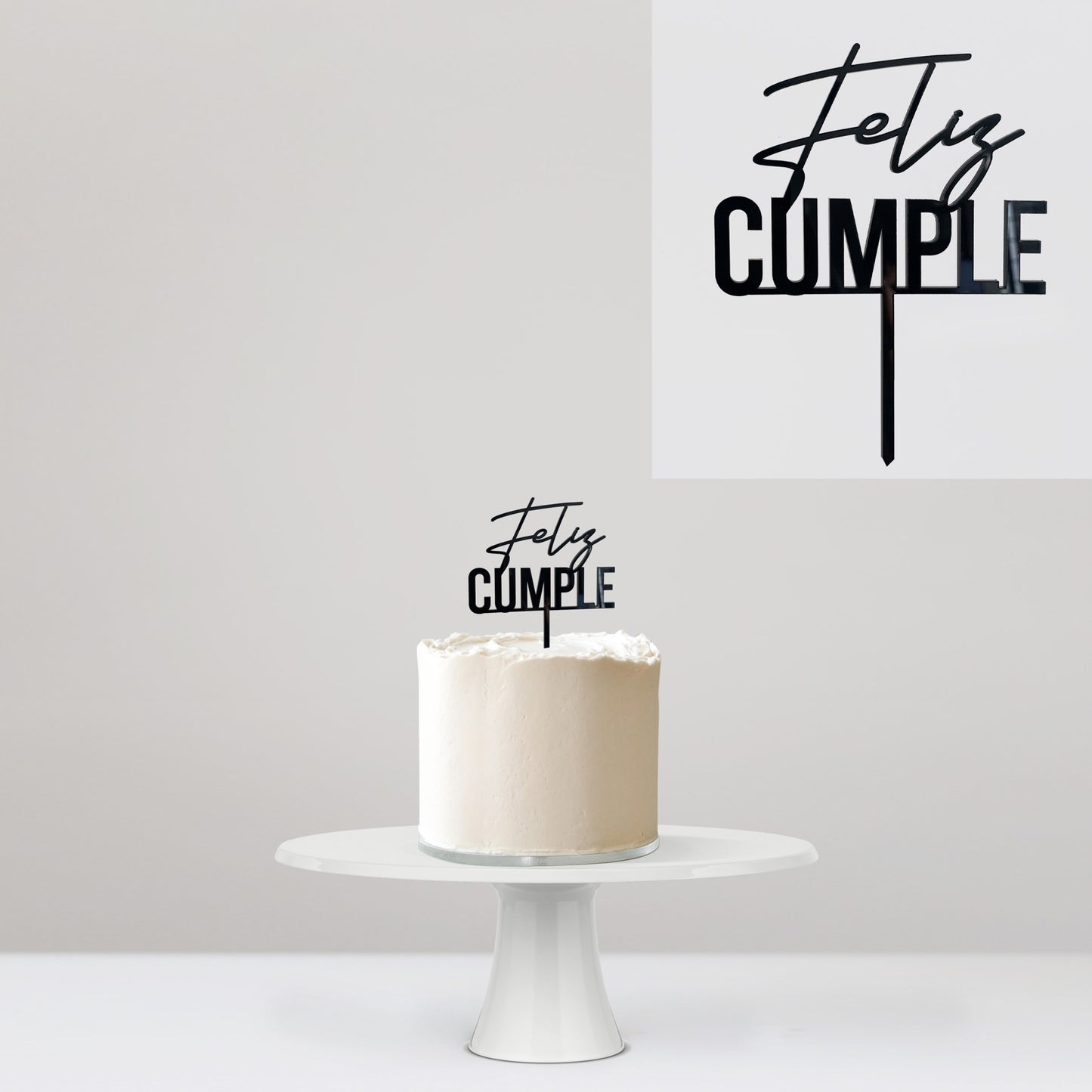 Cake Topper Acrílico Feliz Cumple Negro