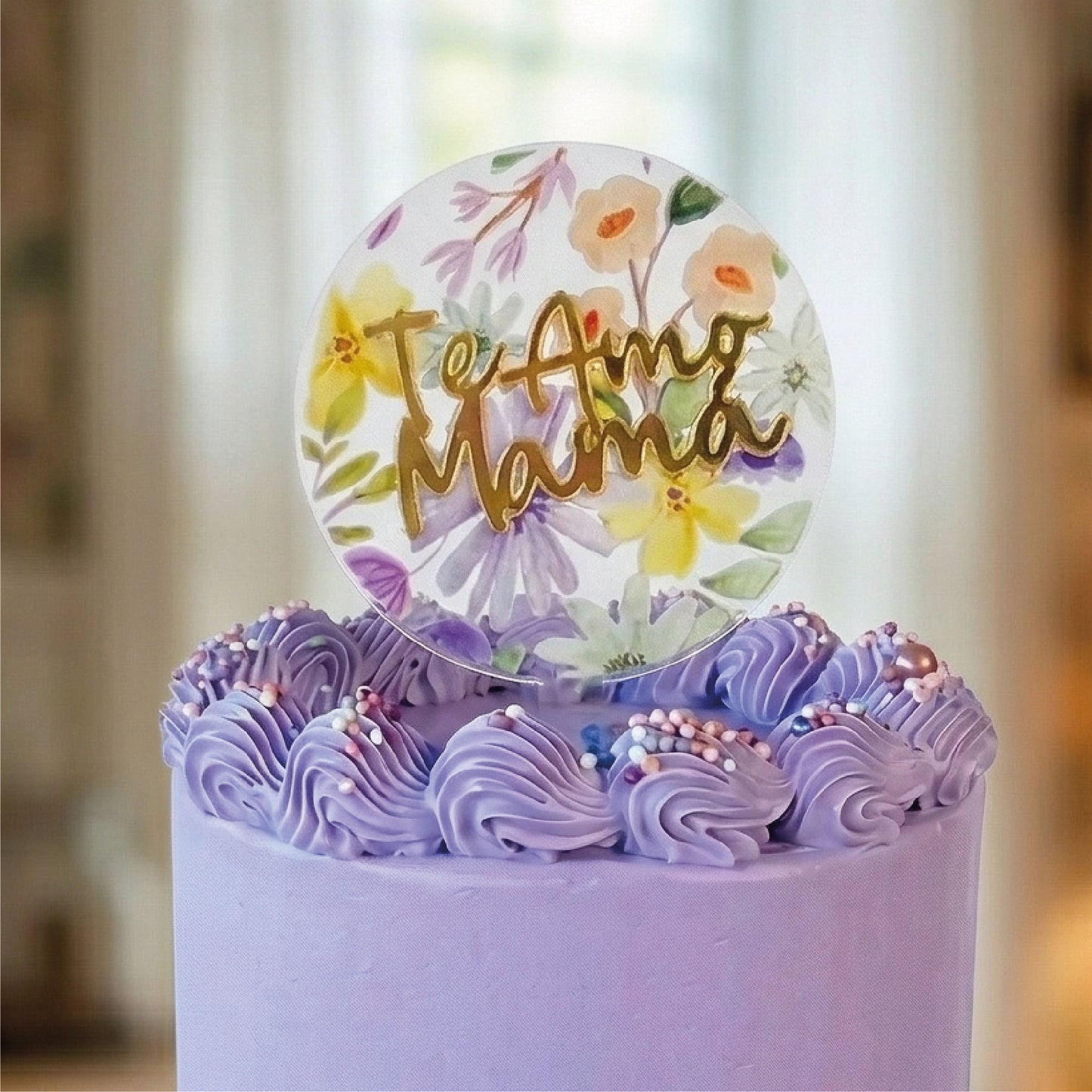 Cake Topper Te Amo Mamá Flowers