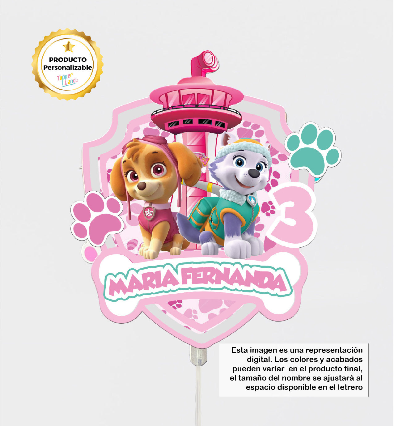 Cake Topper Paw Patrol Rosa