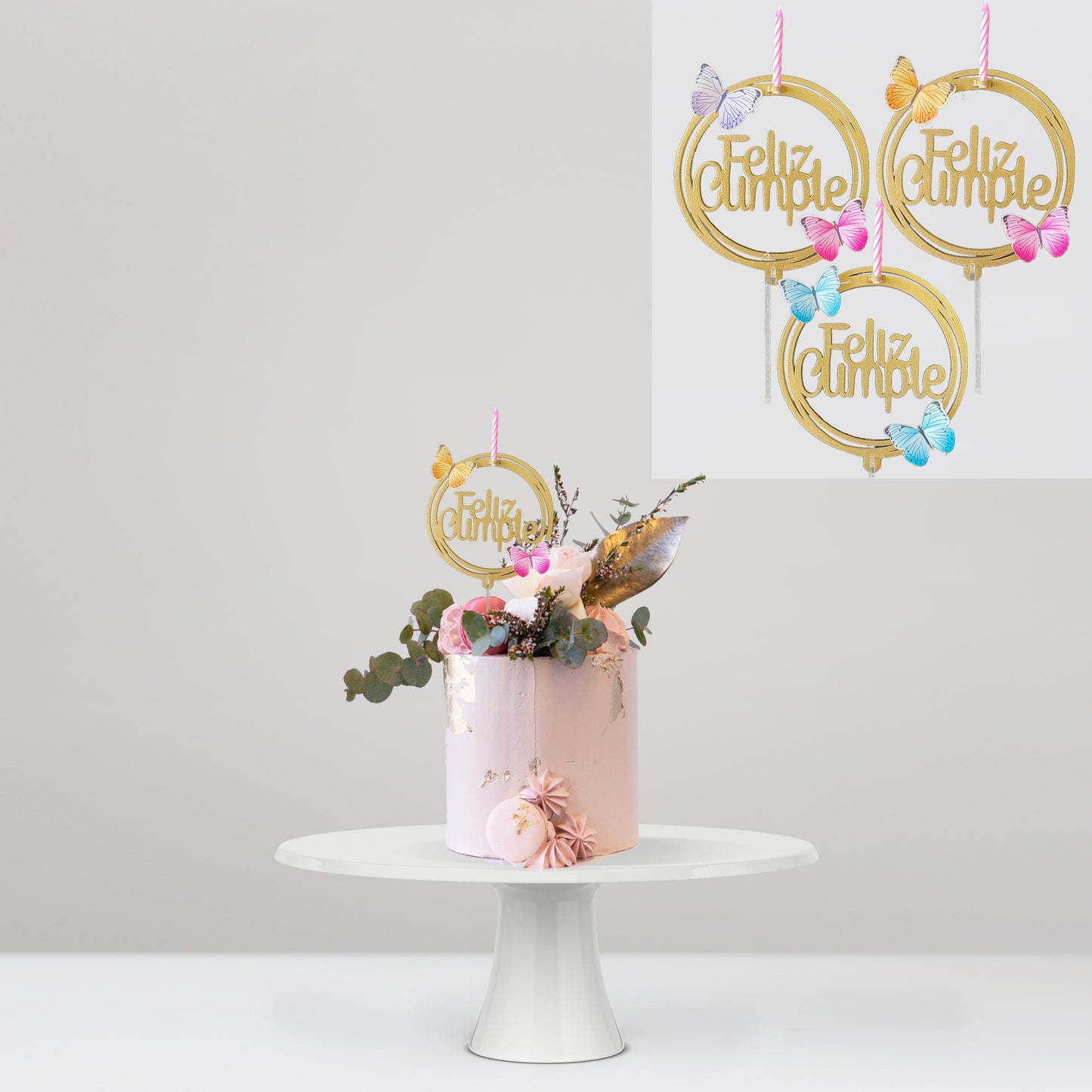 Cake Topper Happy Birthday Butterflies