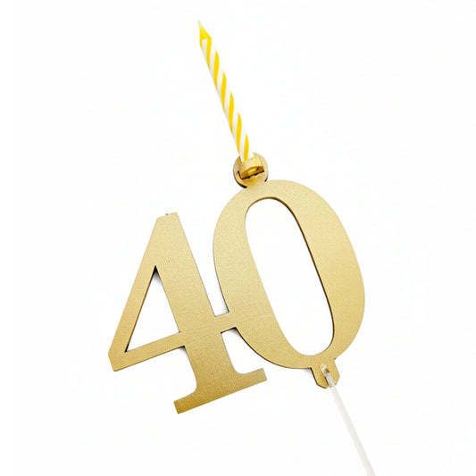 Cake Topper 40 with candle