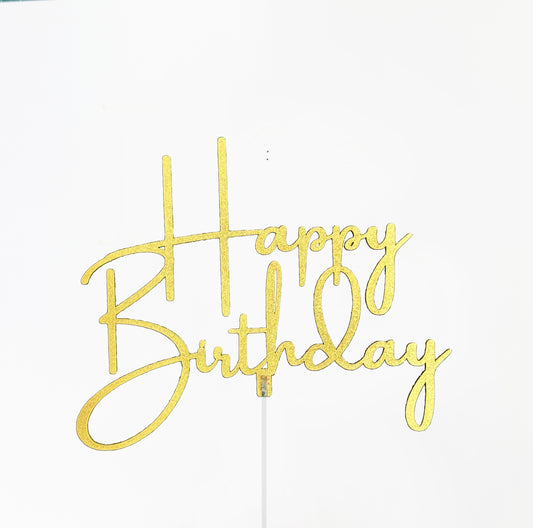 Cake Topper Happy Birthday  Estilo Manuscrito