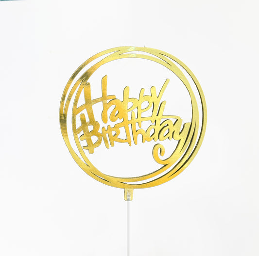 Cake Topper Happy Birthday Aros Espejo