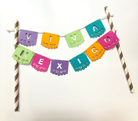 Cake topper Banderines Viva México