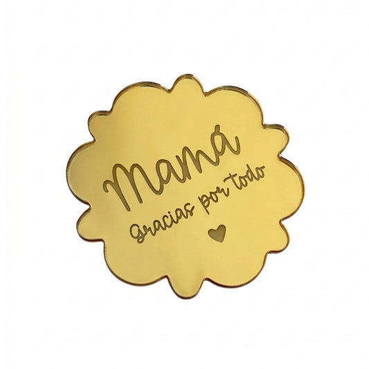 Cake Topper Mamá Dorado espejo