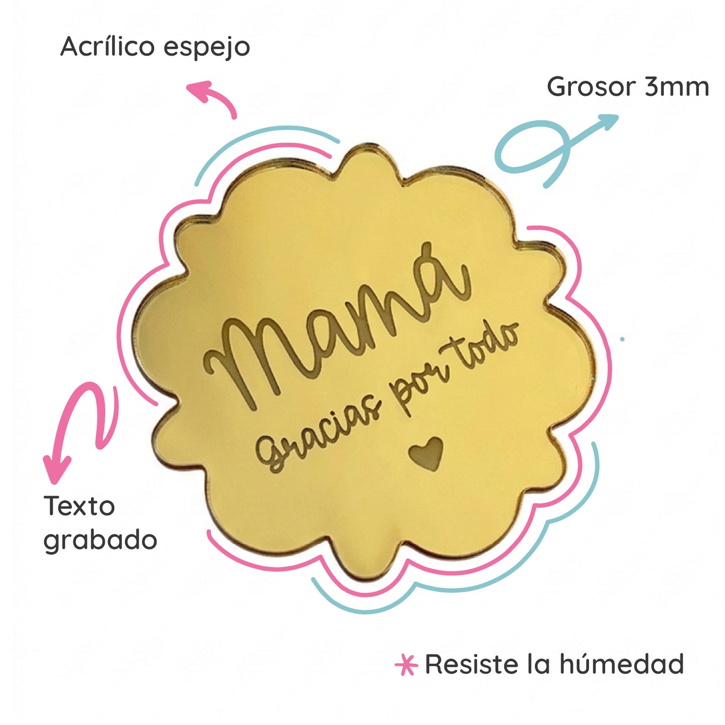 Front Cake Topper Acrílico