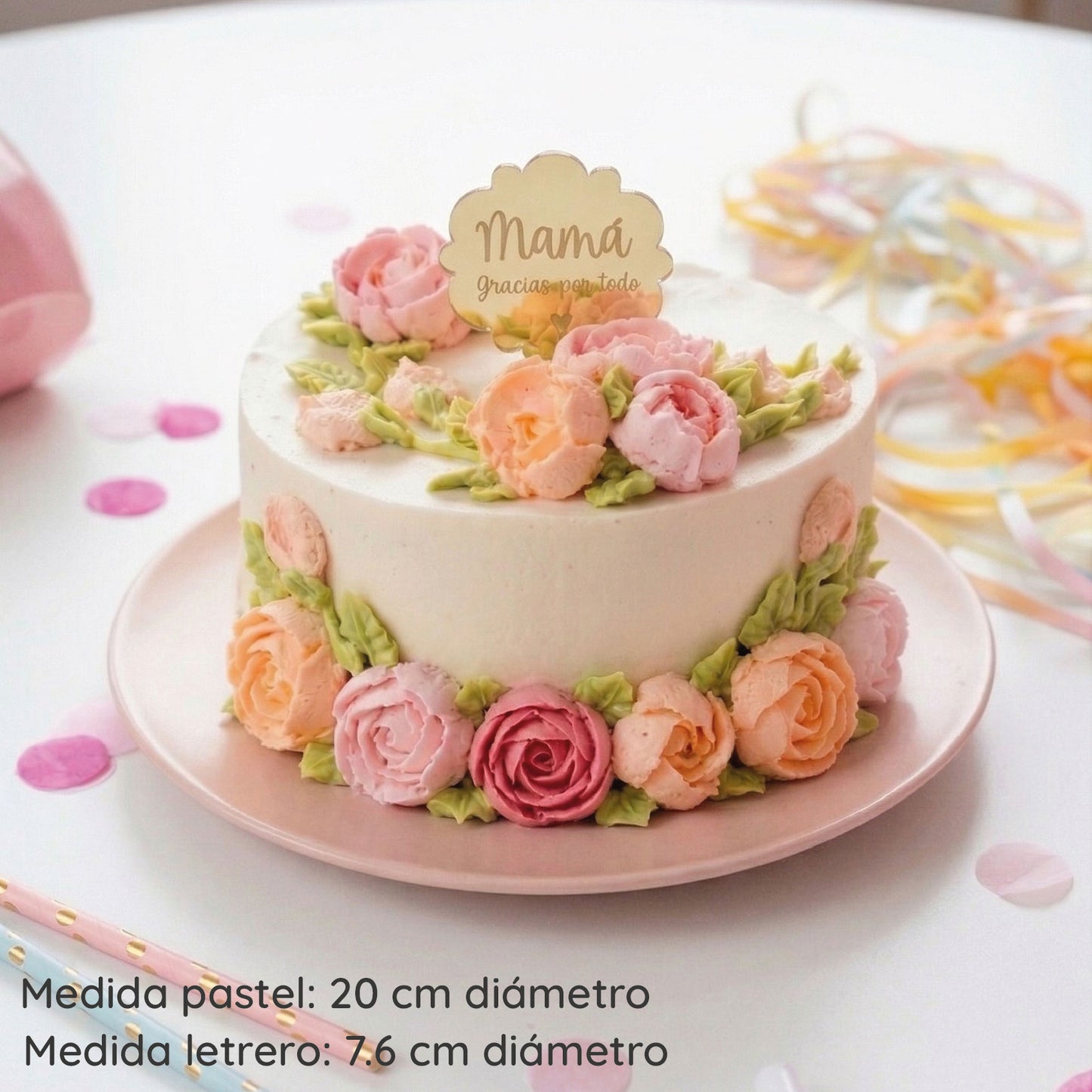 Front Cake Topper Acrílico