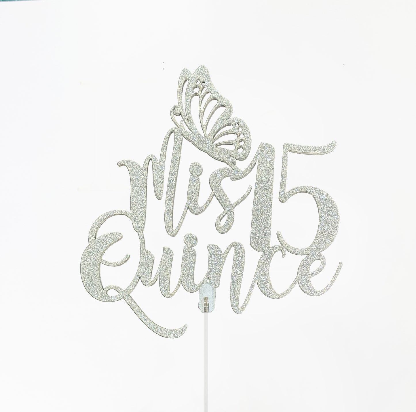 Cake Topper Mis Quince Diamantina Plata