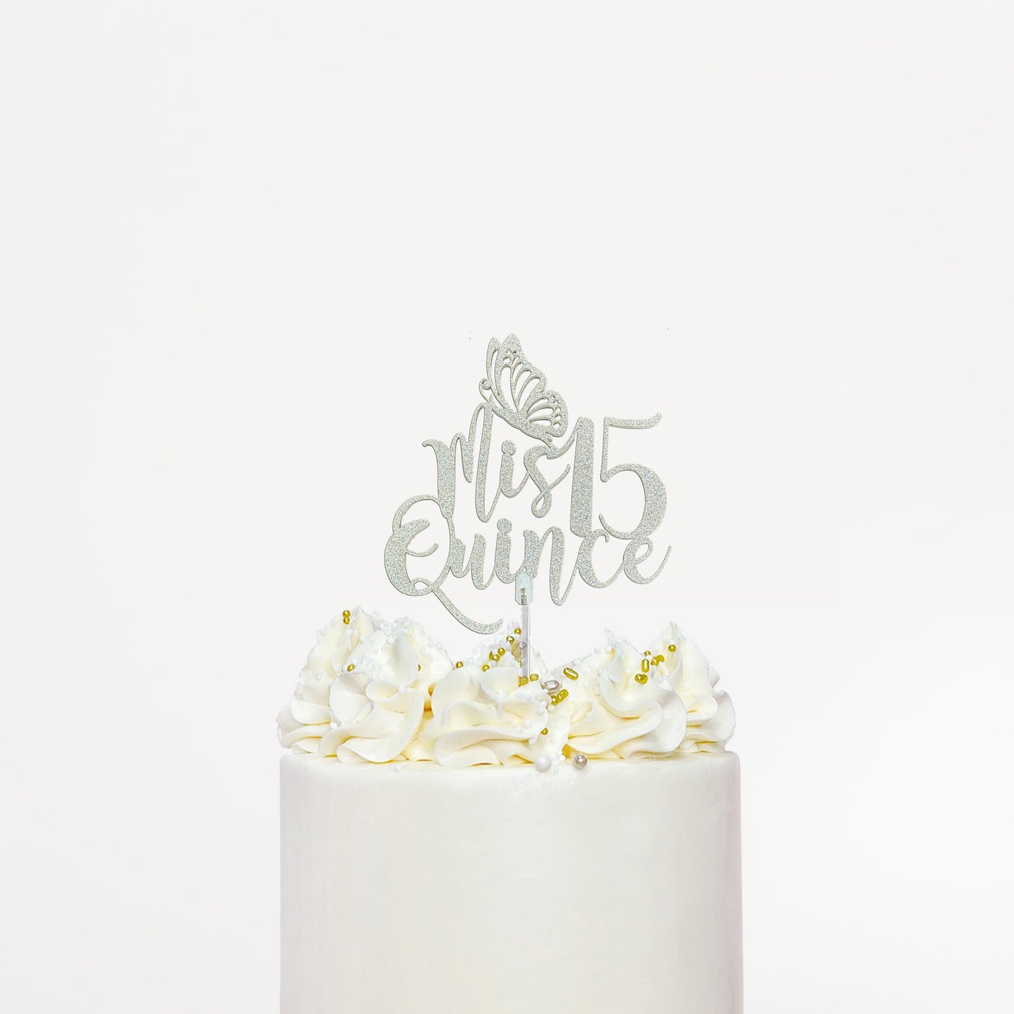 Cake Topper Mis Quince Diamantina Plata