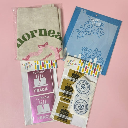 Paquete 18: Kit de etiquetas + 1 Tote bag + 1 Stencil
