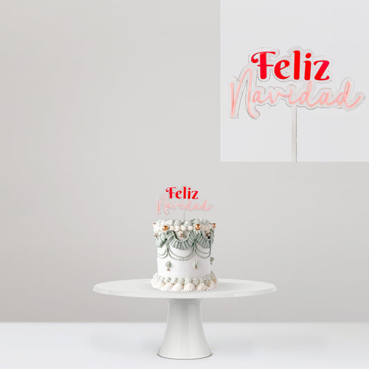 Cake Topper Feliz Navidad Acrílico