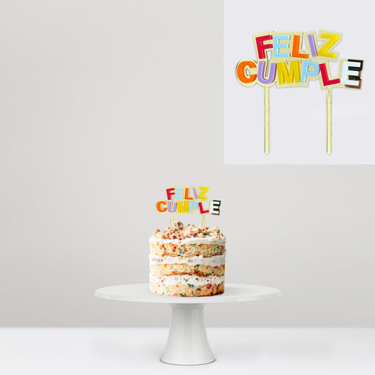Cake Topper Acrylic Happy Birthday Colors