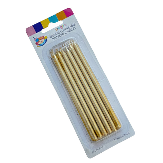 Velas Dorada Alta (Paquete de 12 piezas)