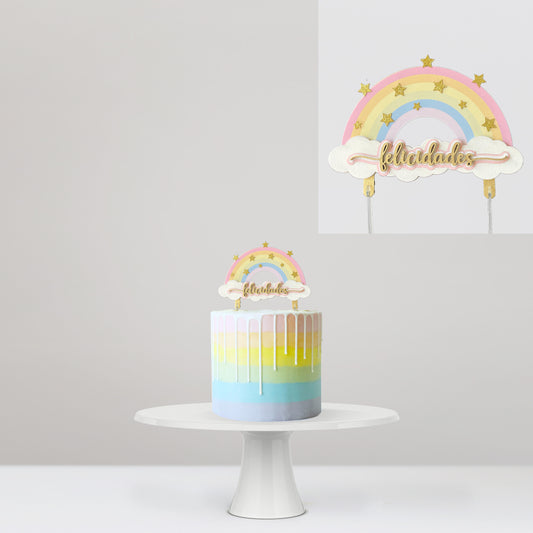 Cake Topper Arcoíris Felicidades