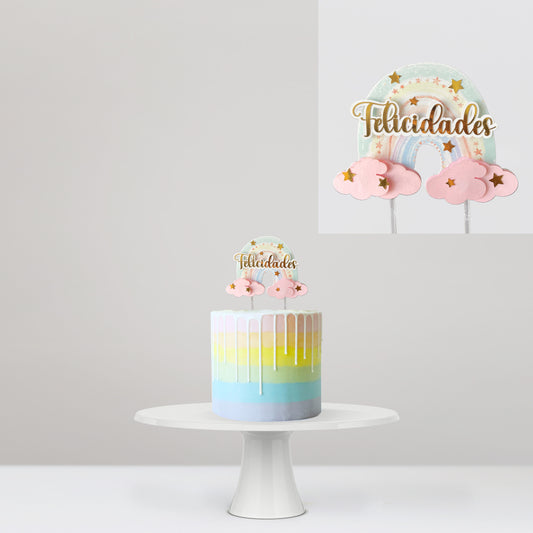 Cake Topper Rainbow Congratulations Paper
