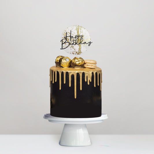 Cake Topper Happy Birthday Acrylic Dripping