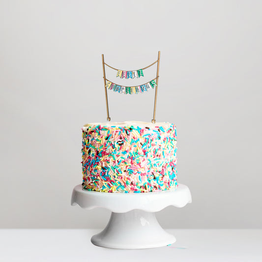 Cake Topper Feliz Cumpleaños Banderines Texturas