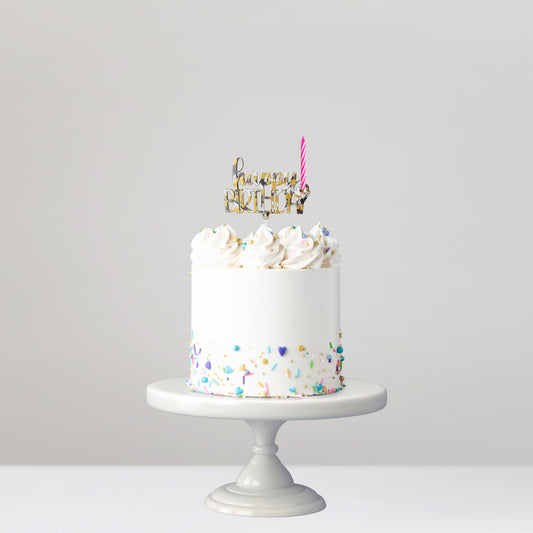 Cake Topper Happy Birthday Brush Vela