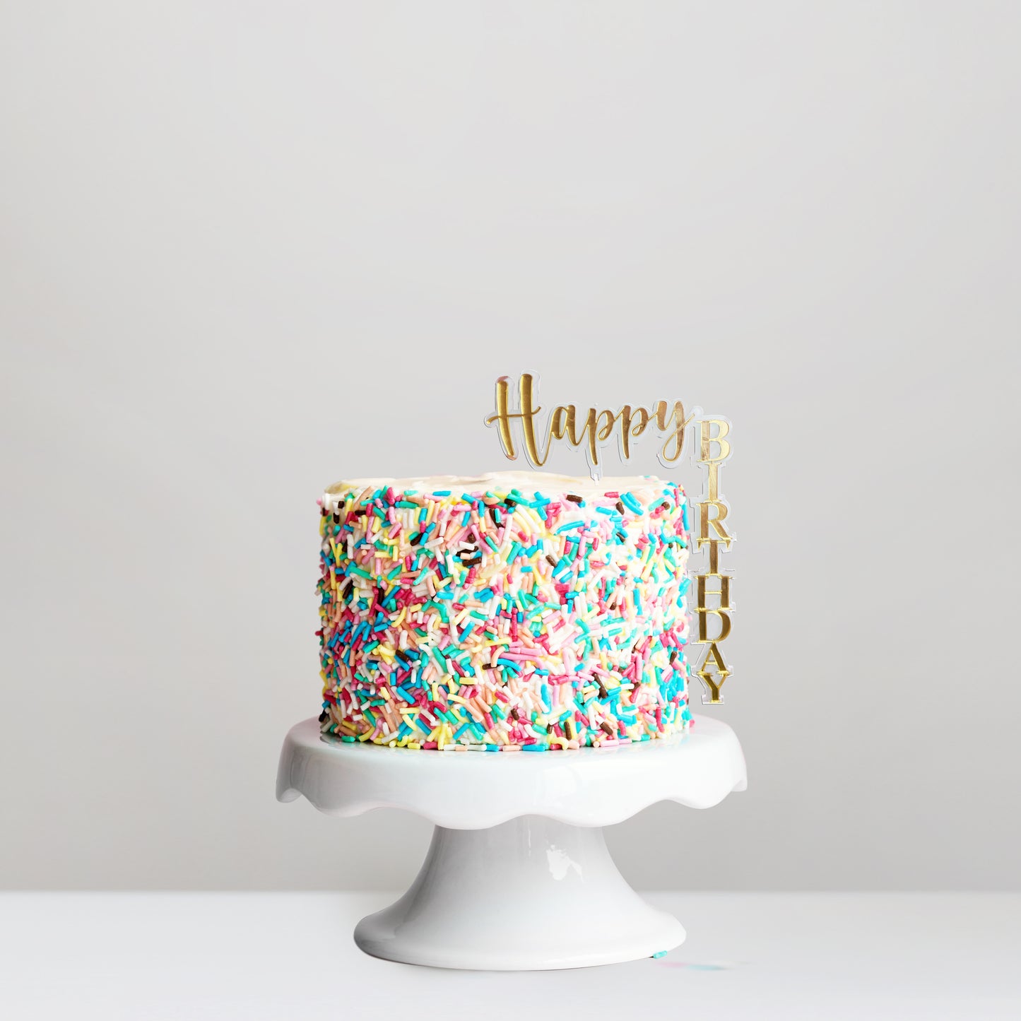 Cake Topper Happy Birthday Acrílico Lateral