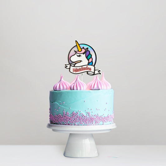 Cake Topper Unicornio Tornasol